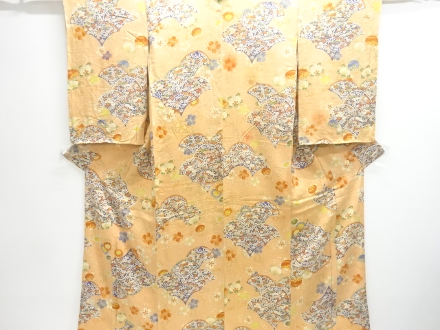 JAPANESE KIMONO / ANTIQUE KIMONO / SILK / MON KINSHA / FLORAL ARABESQUE